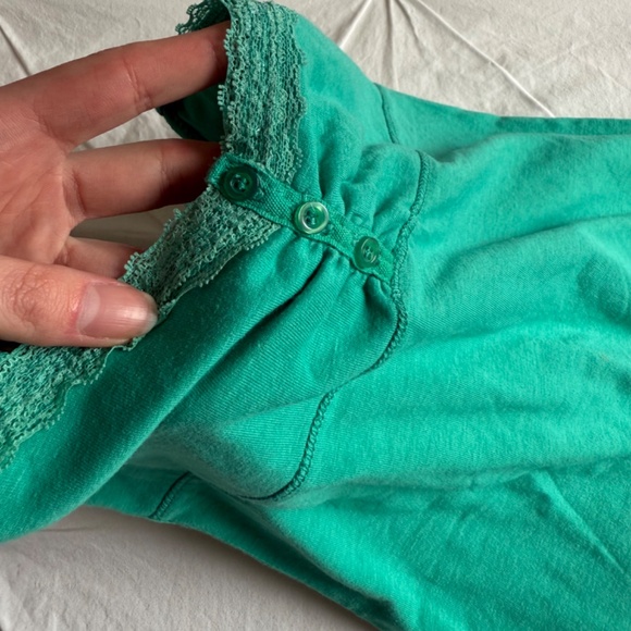 y2k teal Bluenotes lace cami henley tank - Picture 2 of 7